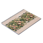 シャビーシックピンクローズつる植物フローラ ノートブック (左側)