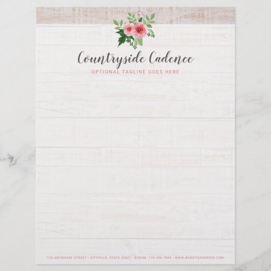 シャビーシックピンクローズオンカントリーバ素朴ーンウッド レターヘッド (正面)