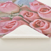 シャビーシックピンクローズカントリー素朴ヴィンテージ シェルパブランケット (3/4)