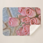 シャビーシックピンクローズカントリー素朴ヴィンテージ シェルパブランケット (正面(横))