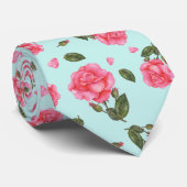 シャビーシックピンクローズボタニカルイラストレーション ネクタイ (ロール)