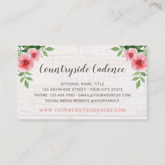 シャビーシックピンクローゼオンカントリー素朴バーンウッド 名刺 (裏面)