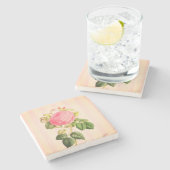 シャビーシックピンクヴィンテージバラマーブルコースター ストーンコースター (横)