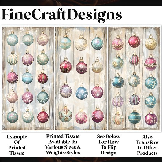 シャビーシックフェスティバルバウブルオーナメントAN1デクページ 薄葉紙