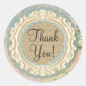 シャビーシックフランスのフレームヴィンテージショップありがとう ラウンドシール (正面)