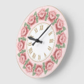 シャビーシックフランスのヴィンテージダスティバラフローラ ラージ壁時計 (傾斜)