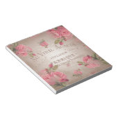 シャビーシックフランスのヴィンテージバラピンクフローラバラ ノートパッド (アングル)