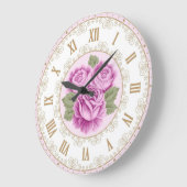 シャビーシックフランスのヴィンテージ金ゴールドマ淡い色のゼンタ ラージ壁時計 (傾斜)