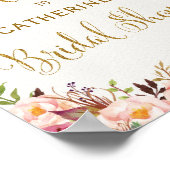 シャビーシックフローラバラブライダルシャワーウェルカムサイン ポスター (角)