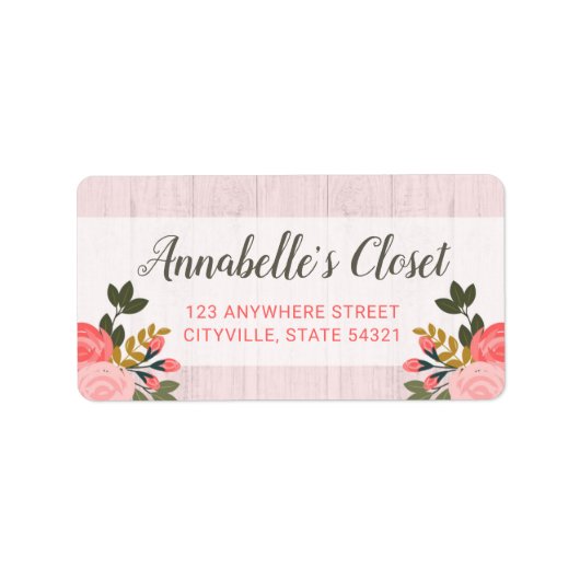 シャビーシックフローラバラ赤面ピンクブティック ラベル (正面)
