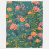 シャビーシックフローラバラ離れズボホ フリースブランケット (正面)