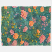 シャビーシックフローラバラ離れズボホ フリースブランケット (正面(横))