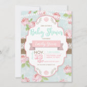 シャビーシックフローラバーラップベビーシャワー招待状 招待状 (正面)