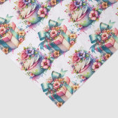 シャビーシックフローラピンクアンドブルー誕生日 薄葉紙 (詳細)