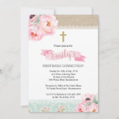 シャビーシックフローラファーストホリーコミュニオン招待状 招待状 (正面)