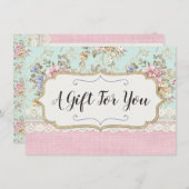 シャビーシックフローラブティックギフト証明書カード 招待状 (正面/裏面)