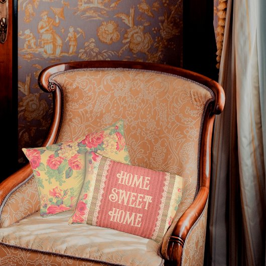シャビーシックフローラホームスウィートホームリバーシブル アクセントクッション