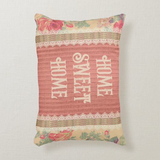 シャビーシックフローラホームスウィートホームリバーシブル アクセントクッション (正面(垂直))