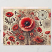 シャビーシックフローラポピズスクラップブック紙 (正面/裏面)