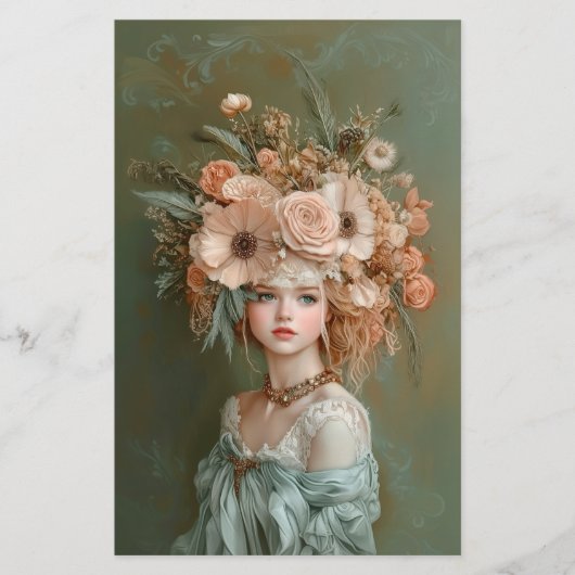 シャビーシックフローラポートレートCN1スクラップブック紙 (正面)