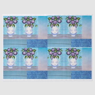 シャビーシックフローラ花瓶ティッシュペーパーfor DIY 薄葉紙