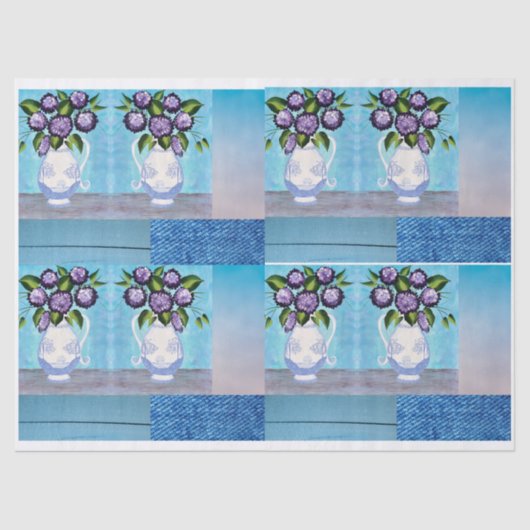 シャビーシックフローラ花瓶ティッシュペーパーfor DIY 薄葉紙 (正面)