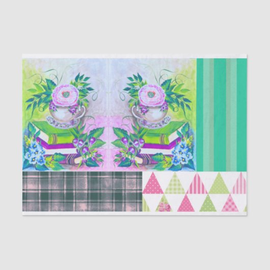 シャビーシックブックテーマフローラティッシュペーパー 薄葉紙 (正面)