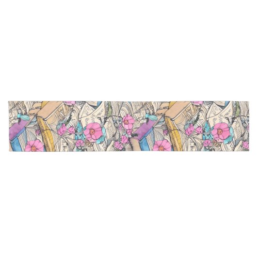 シャビーシックブックファイルイラストレーションテーブルランナー ショートテーブルランナー (横)