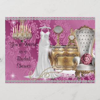 シャビーシックブライダルシャワー招待状ダマスクウォルパ 招待状