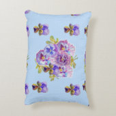 シャビーシックブルーパンジーフローラ水玉模様クッション アクセントクッション (裏面(縦))