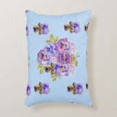 シャビーシックブルーパンジーフローラ水玉模様クッション アクセントクッション (正面(垂直))