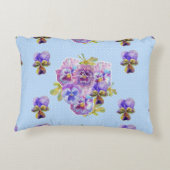 シャビーシックブルーパンジーフローラ水玉模様クッション アクセントクッション (裏面)