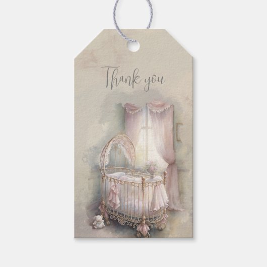 シャビーシックブルーベビークリブギフトラベル ギフトタグ (正面)