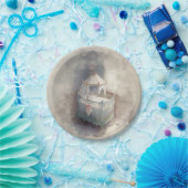 シャビーシックブルーベビーベッド ペーパープレート (パーティー)