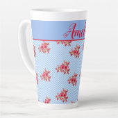 シャビーシックブルーレッドフローラリリージンガムラテマグ カフェラテマグ (左アングル)