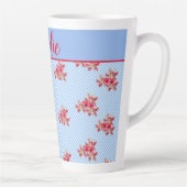 シャビーシックブルーレッドフローラリリージンガムラテマグ カフェラテマグ (右)