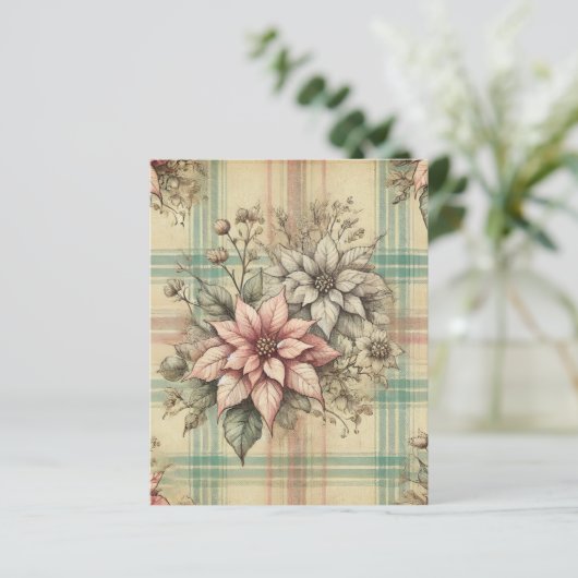 シャビーシックプレイドポインセティアススクラップブック紙 (スタンド正面)