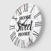 シャビーシックホワイトウッドカントリー素朴ホームスウィート ラージ壁時計 (傾斜)