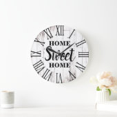 シャビーシックホワイトウッドカントリー素朴ホームスウィート ラージ壁時計 (ホーム)