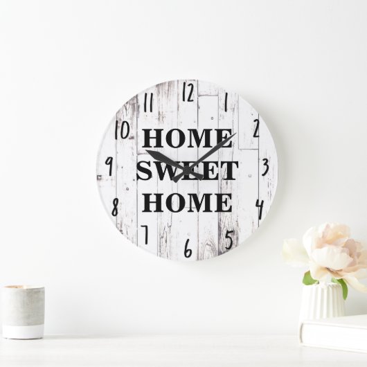シャビーシックホワイトウッドファームハウス素朴キッチン ラージ壁時計 (ホーム)