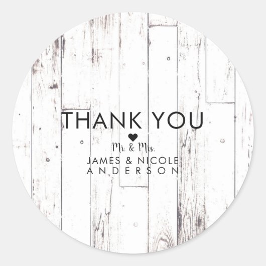 シャビーシックホワイトウッドファームハウス素朴バーンフェイバー ラウンドシール (正面)