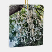 シャビーシックホワイトクリスタルシャンデリア セラミックオーナメント (右)