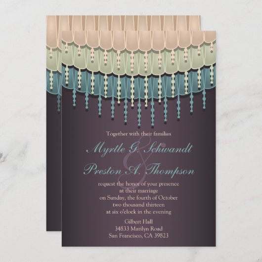 シャビーシックボヘミアン結婚式招待状 招待状 (正面/裏面)