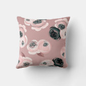 シャビーシックマウブピンク&ブラックバラ エレガント クッション (裏面)