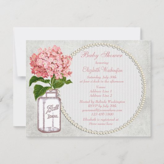 シャビーシックメイソンジャー&アイドランジアベビーシャワー 招待状 (裏面)