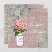 シャビーシックメイソンジャー&ハイドランジアブライダルシャワー 招待状 (正面/裏面)
