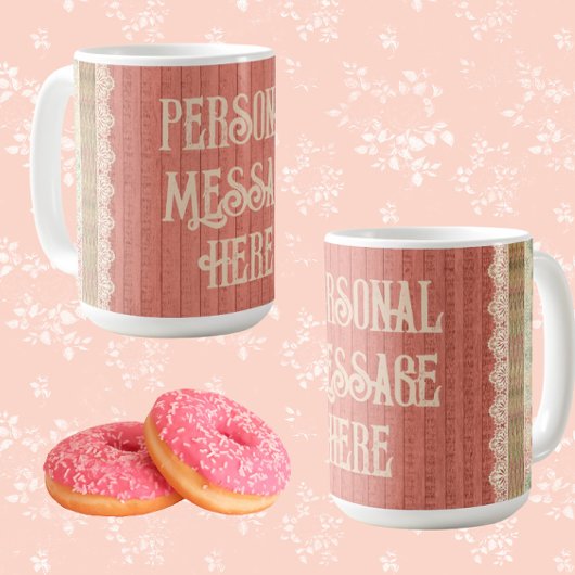 シャビーシックレースパーソナライズされたフローラ コーヒーマグカップ