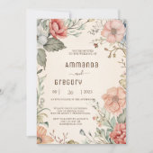 シャビーシックワイルドフラワー結婚式招待状 招待状 (正面)