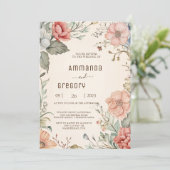 シャビーシックワイルドフラワー結婚式招待状 招待状 (スタンド正面)