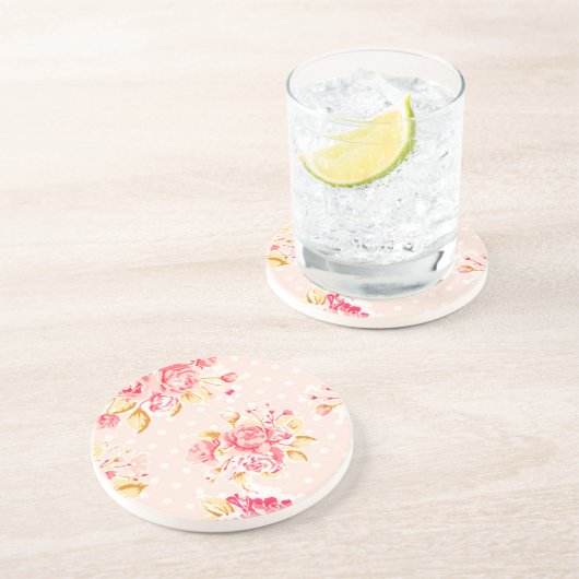 シャビーシックヴィンテージバラドットサンドストーンコースター コースター (側面)